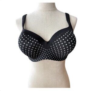 Playtex Black Polka Dot Bra 40C - Full Coverage Supportive Lingerie (2170-13)